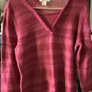 Christopher & Banks Deep‎ Pink V-Neck Sweater